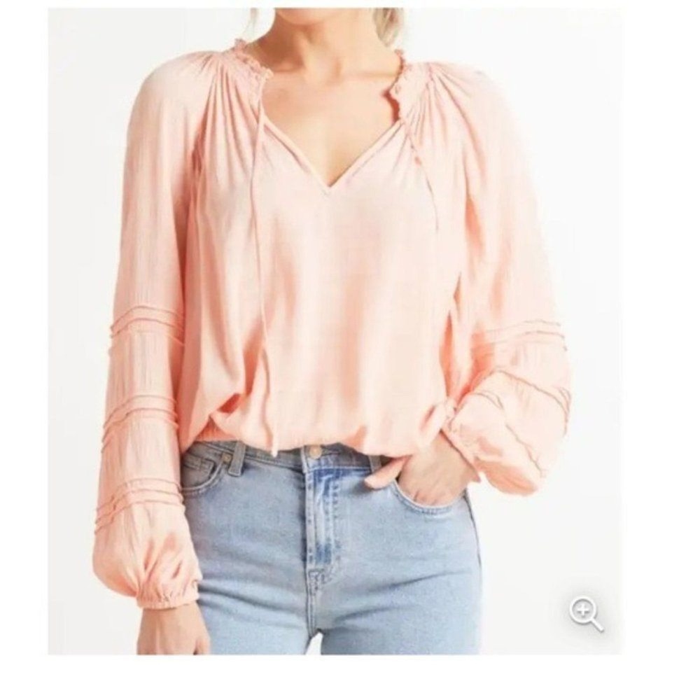 Sanctuary Womens Balloon Sleeve Peasant Top Small Boho Prairie Elastic Waist